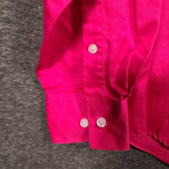 Van Heusen Men's Dress Shirt Fitted Lux Sateen Button Down Collar Hot Pink 15.5 - Picture 3 of 12